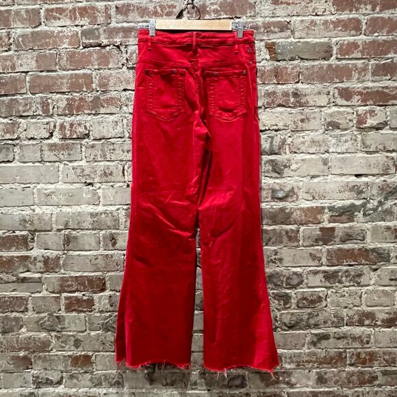 Alice + Olivia High Waist Wide Leg Raw Hem Red Jeans Size 29 - Picture 5 of 8